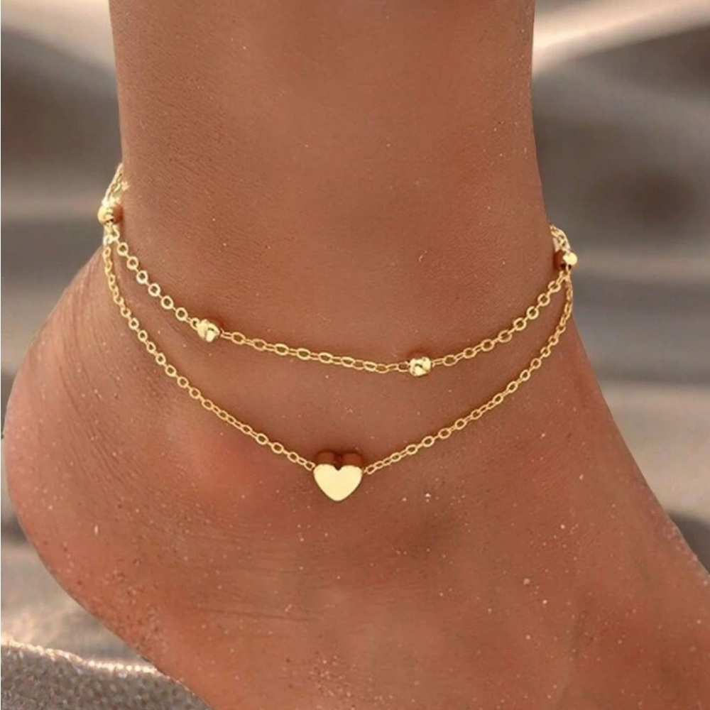 Free People Gold Heart Charm Bracelet